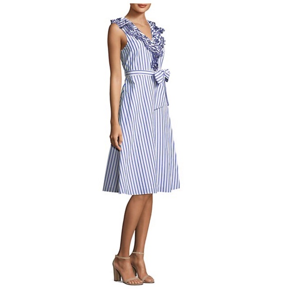 Draper James Stripe Ruffle Eyelet Dress EUC - Picture 2 of 10